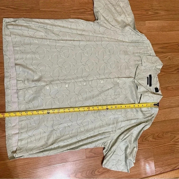 Axist Silk Touch men's button-down shirt, XXL Beige Geometric Print Rayon - Picture 6 of 6